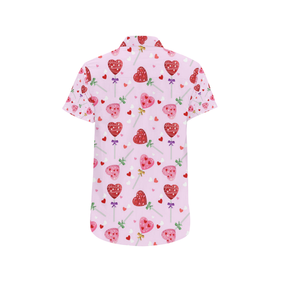 Lollipop Pattern Print Design LL07 Men's Short Sleeve Button Up Shirt