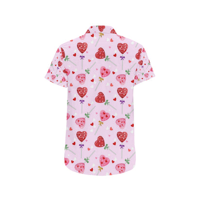 Lollipop Pattern Print Design LL07 Men's Short Sleeve Button Up Shirt