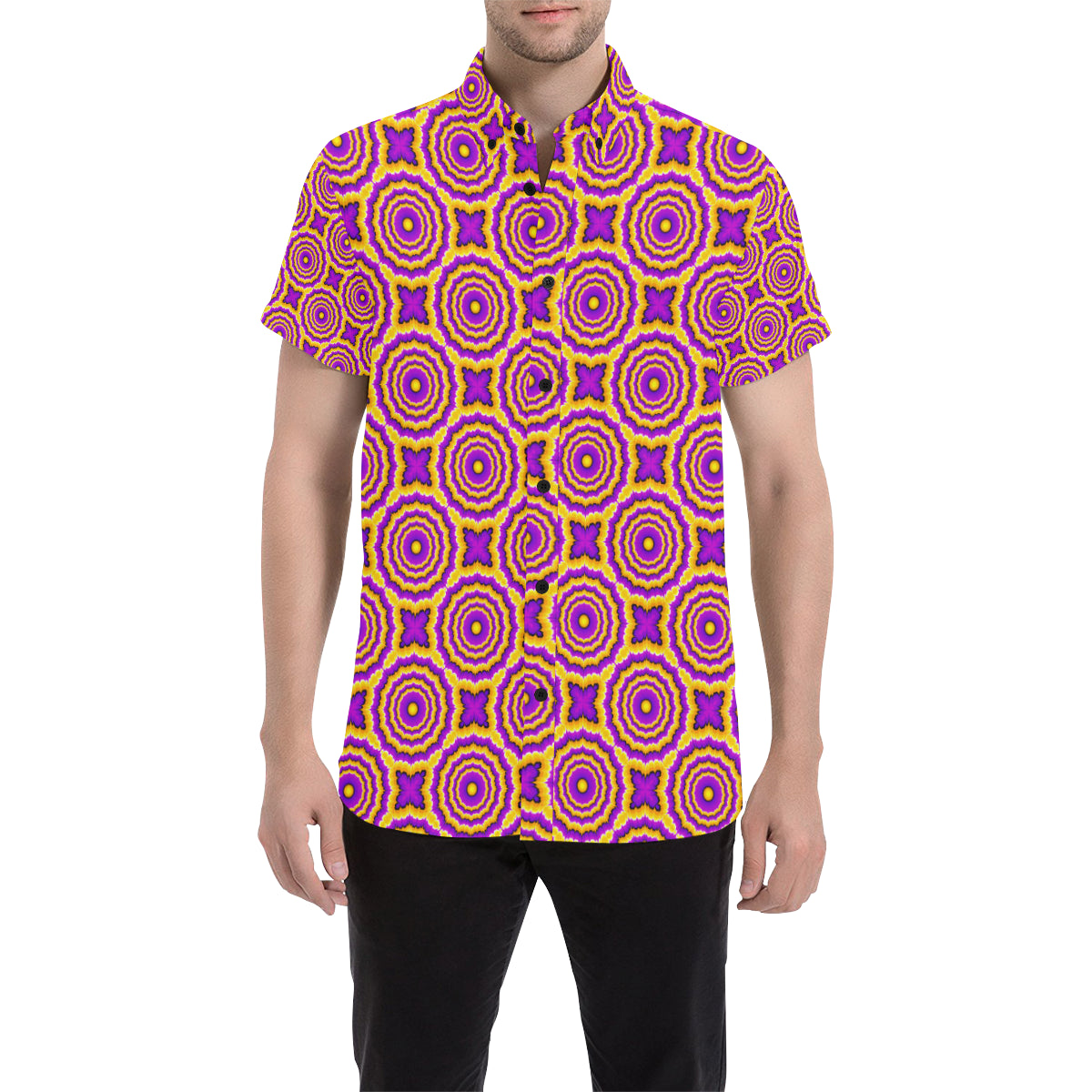 Optical illusion Expansion Men's Short Sleeve Button Up Shirt