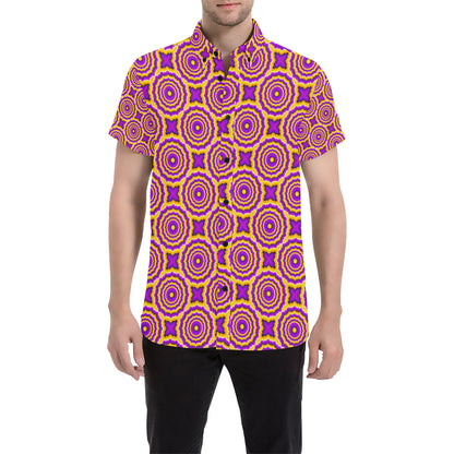Optical illusion Expansion Men's Short Sleeve Button Up Shirt