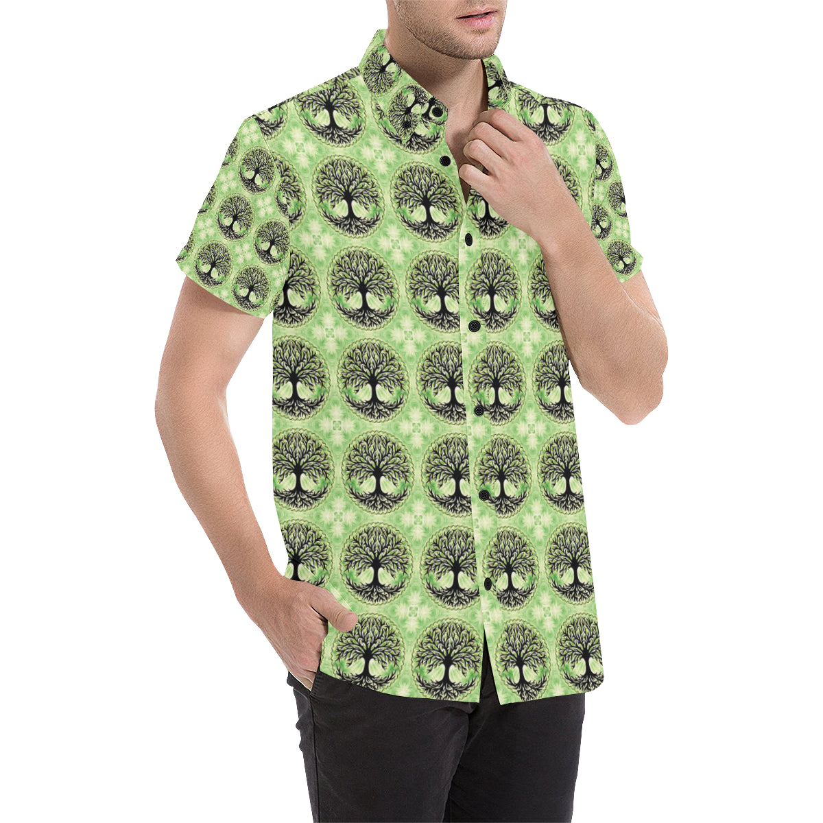 Celtic Pattern Print Design 010 Men's Short Sleeve Button Up Shirt