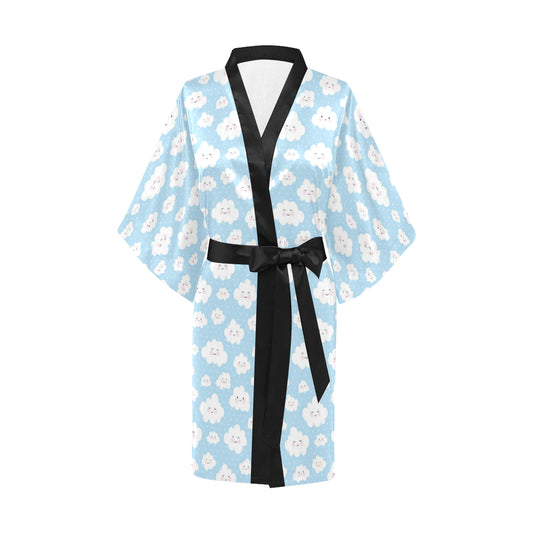 Cloud  Pattern Print Design 02 Women's Short Kimono