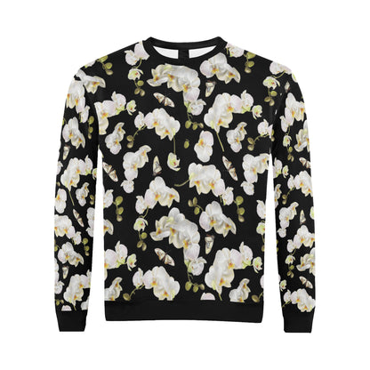 Orchid White Pattern Print Design OR011 Men Long Sleeve Sweatshirt
