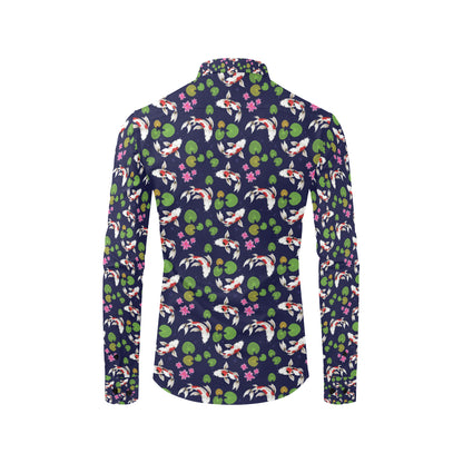 Koi Carp Pattern Design Themed Print Men's Long Sleeve Shirt