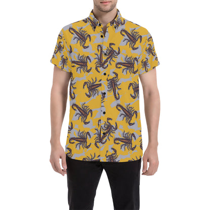 Scorpion Pattern Print Design 01 Men's Short Sleeve Button Up Shirt