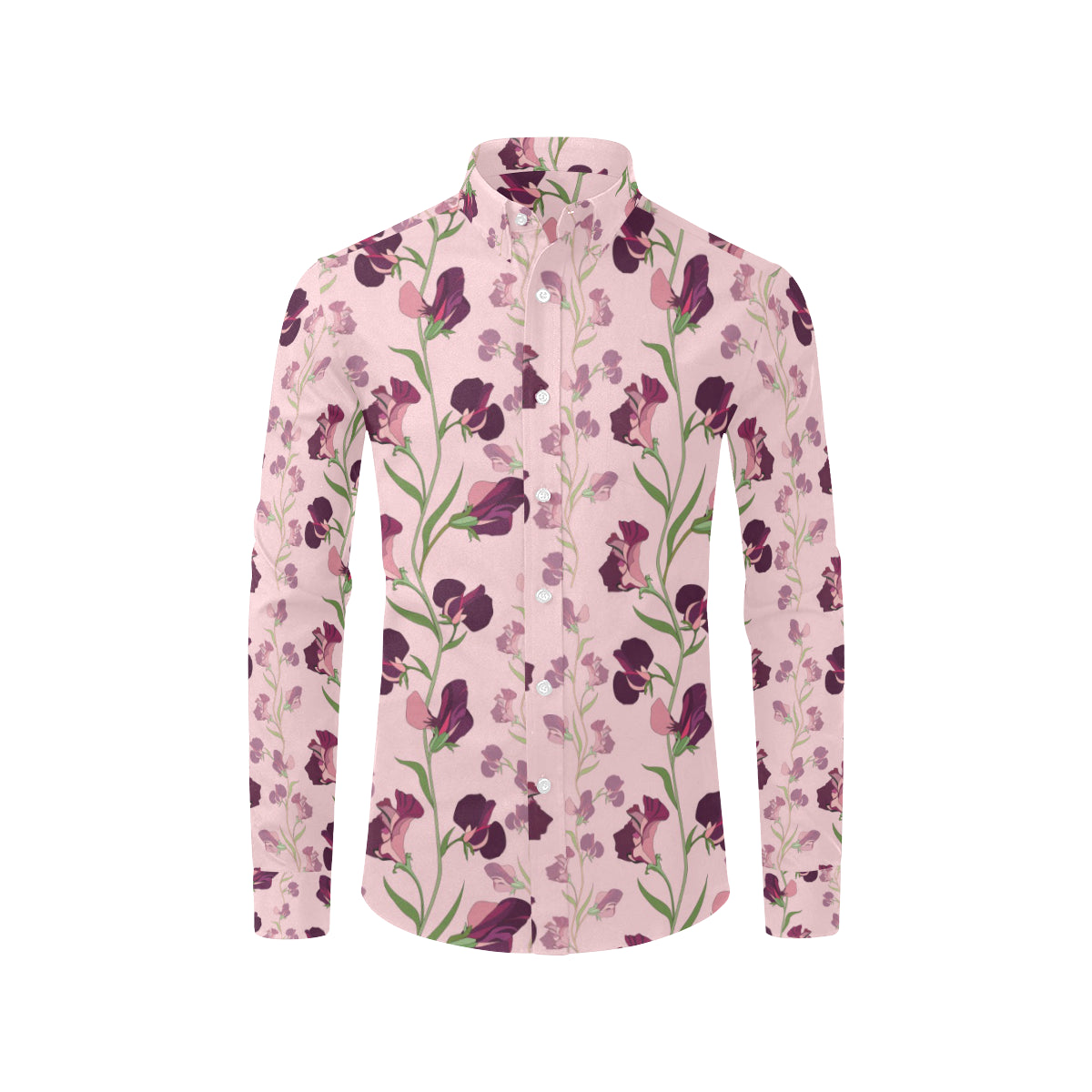 Peony Pattern Print Design PE09 Men's Long Sleeve Shirt