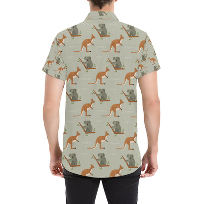 Koala Pattern Print Design 03 Men's Short Sleeve Button Up Shirt