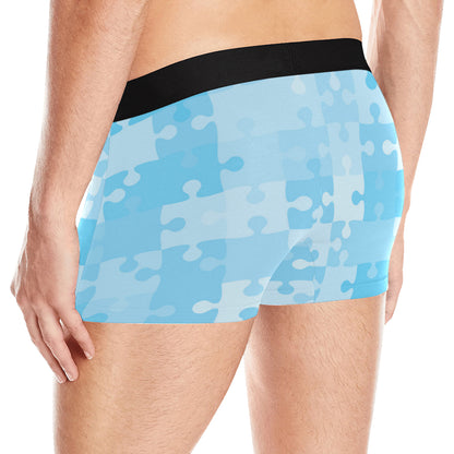 Puzzle Blue Pattern Print Design A04 Men's Boxer Briefs