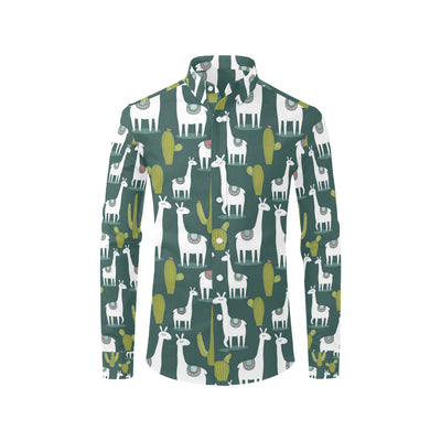 Llama Cactus Pattern Print Design 02 Men's Long Sleeve Shirt