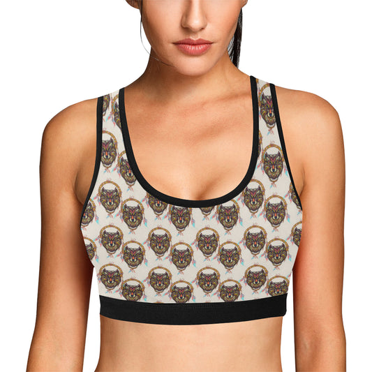 Wolf Tribal Dream Catcher Design Print Sports Bra