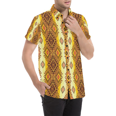 Native Pattern Print Design A09 Men's Short Sleeve Button Up Shirt