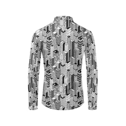 City  Pattern Print Design 02 Men's Long Sleeve Shirt