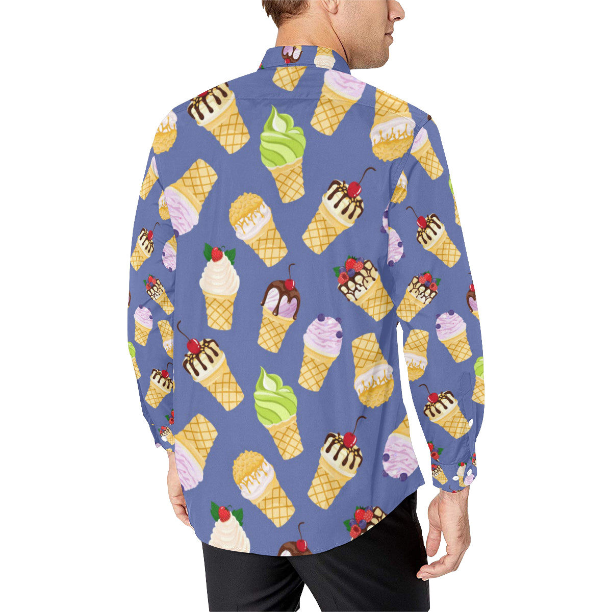Ice Cream Pattern Print Design IC03 Men's Long Sleeve Shirt