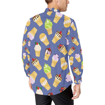 Ice Cream Pattern Print Design IC03 Men's Long Sleeve Shirt