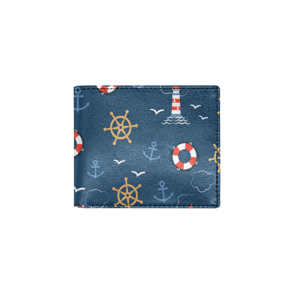 Nautical Pattern Print Design A06 Men's ID Card Wallet