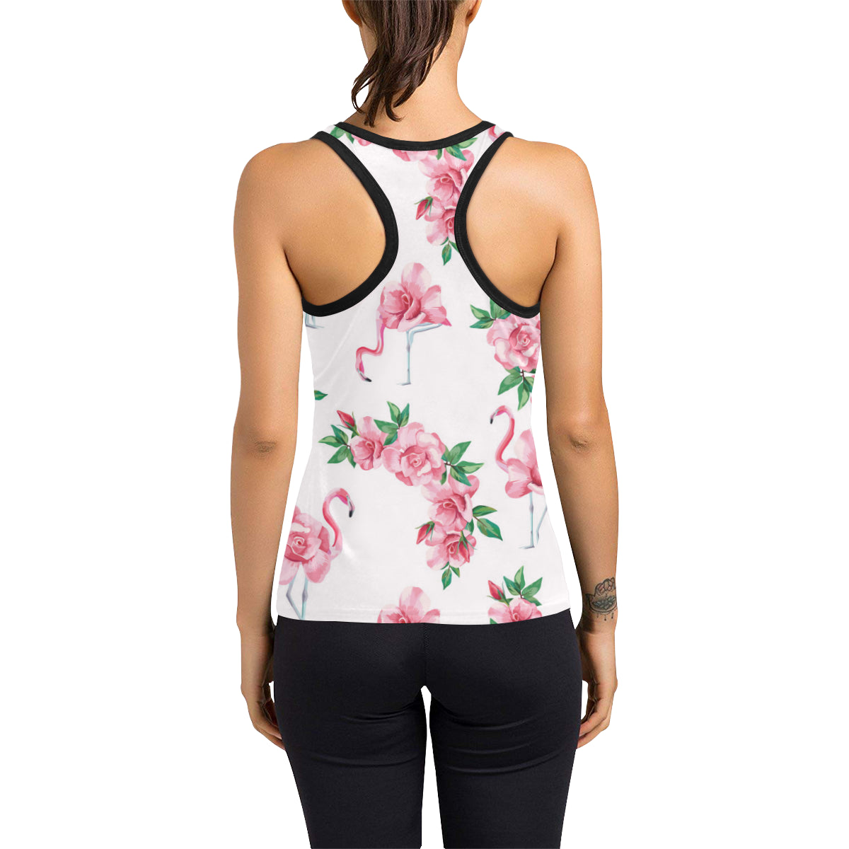 Flamingo Rose Pattern Women's Racerback Tank Top