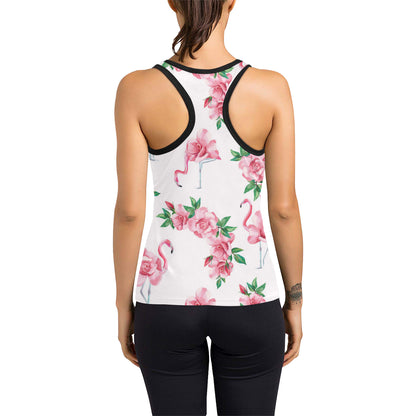 Flamingo Rose Pattern Women's Racerback Tank Top