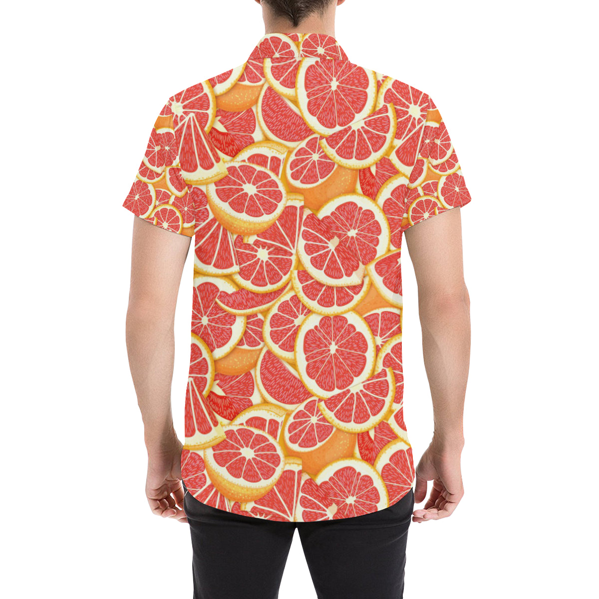 Grapefruit Pattern Print Design GF02 Men's Short Sleeve Button Up Shirt