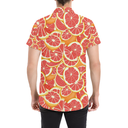 Grapefruit Pattern Print Design GF02 Men's Short Sleeve Button Up Shirt