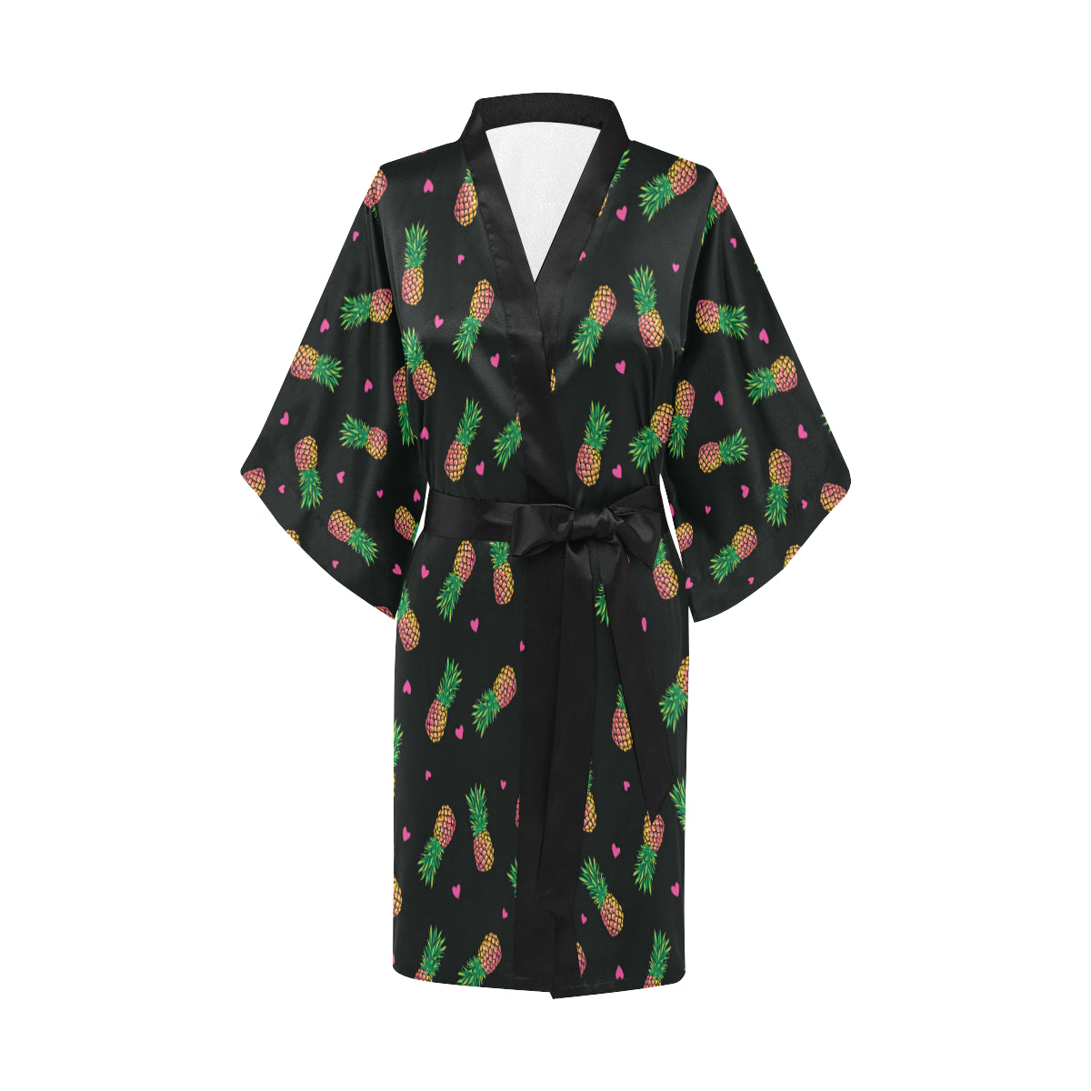 Neon Pineapple Pattern Print Design A04 Women's Short Kimono