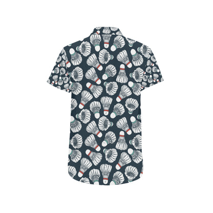 Badminton Ball Pattern Print Design 01 Men's Short Sleeve Button Up Shirt