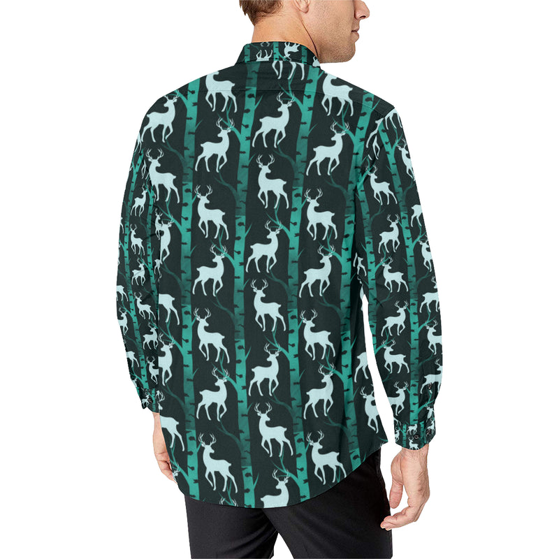 Deer Jungle Print Pattern Men's Long Sleeve Shirt