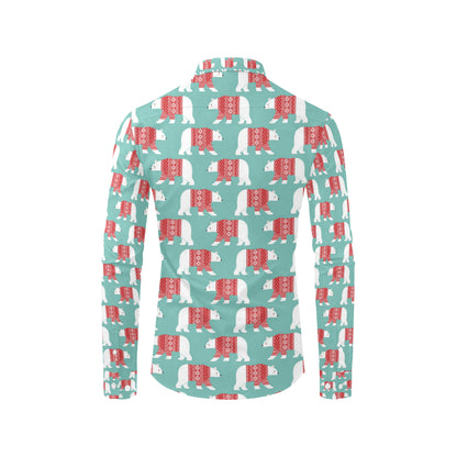 Polar Bear Pattern Print Design A04 Men's Long Sleeve Shirt