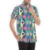 90s Pattern Print Design 3 Men's Short Sleeve Button Up Shirt