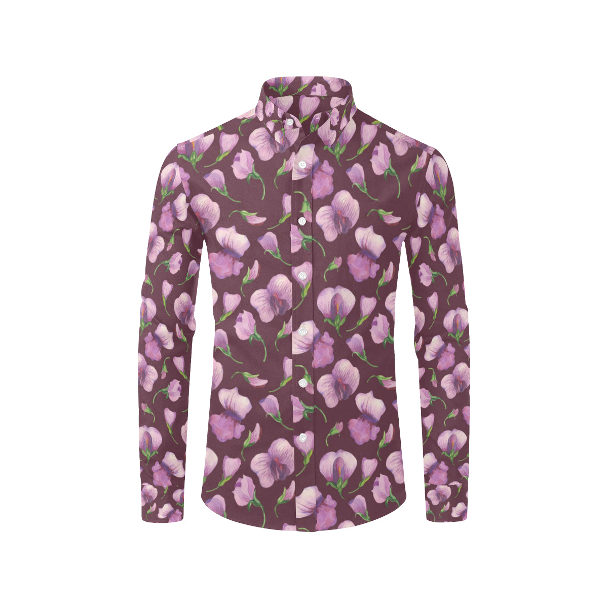Peony Pattern Print Design PE010 Men's Long Sleeve Shirt