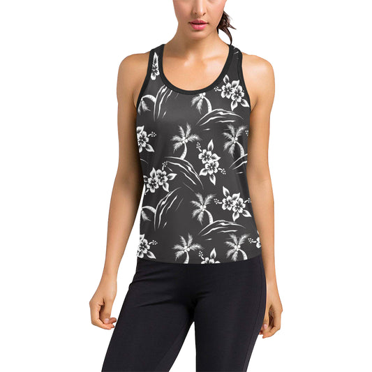 Palm Tree Pattern Print Design PT02 Women's Racerback Tank Top