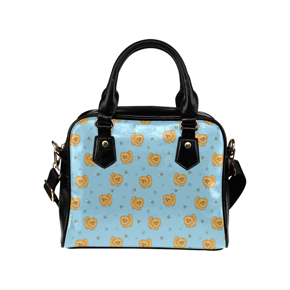 Pomeranians Pattern Print Design A03 Shoulder Handbag