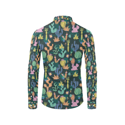 Cactus Pattern Print Design 05 Men's Long Sleeve Shirt