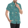 Lotus Pattern Print Design 01 Men's Short Sleeve Button Up Shirt