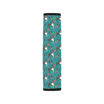 Boston Terrier Pattern Print Design 07 Car Seat Belt Cover