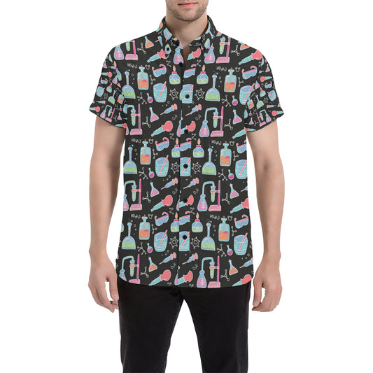 Chemical Pattern Print Design 06 Men's Short Sleeve Button Up Shirt