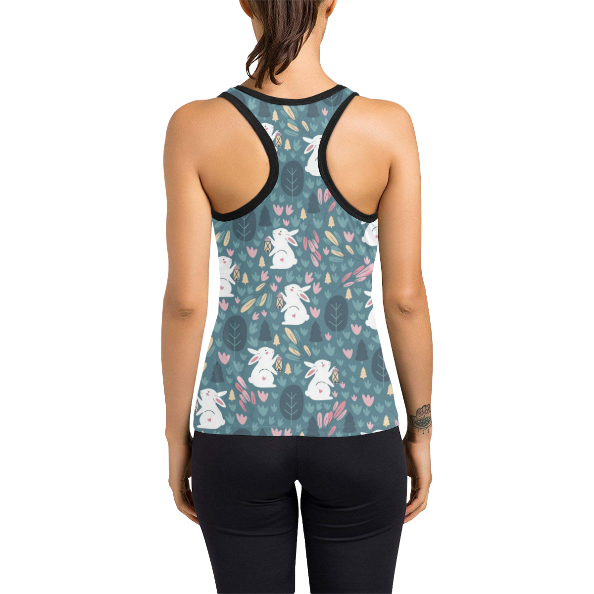Rabbit Pattern Print Design RB013 Women's Racerback Tank Top