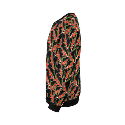 Heliconia Pattern Print Design HL010 Men Long Sleeve Sweatshirt