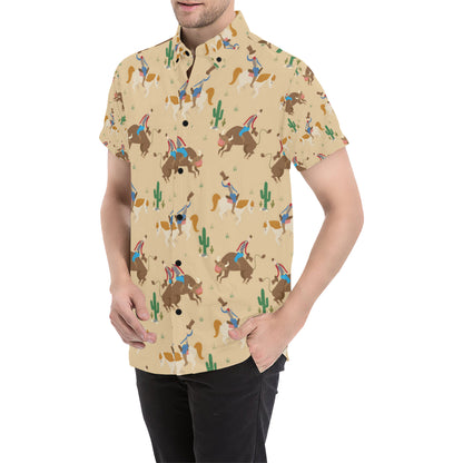 Rodeo Pattern Print Design A02 Men's Short Sleeve Button Up Shirt