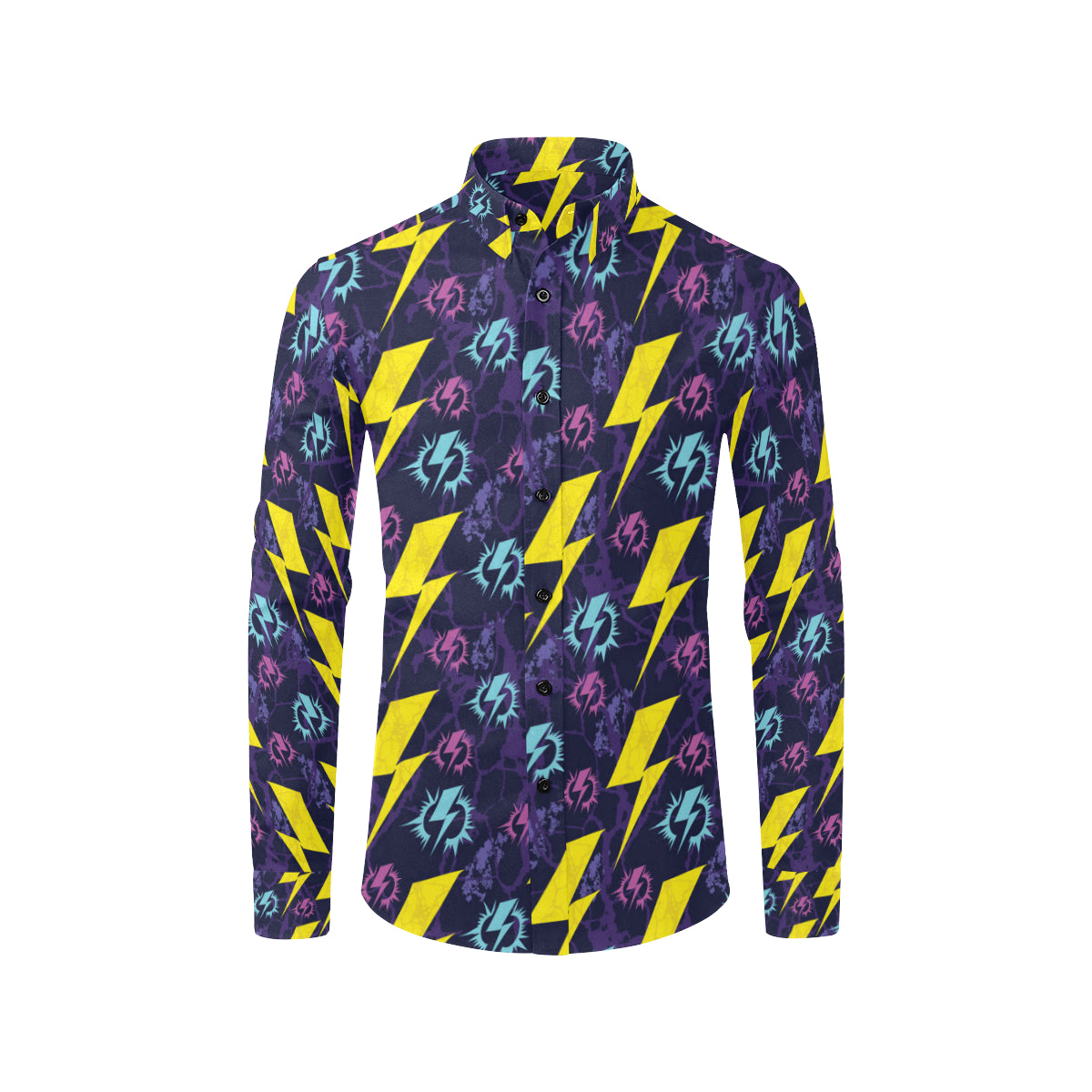 Lightning Thunder Pattern Print Design 01 Men's Long Sleeve Shirt