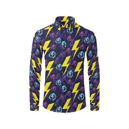 Lightning Thunder Pattern Print Design 01 Men's Long Sleeve Shirt