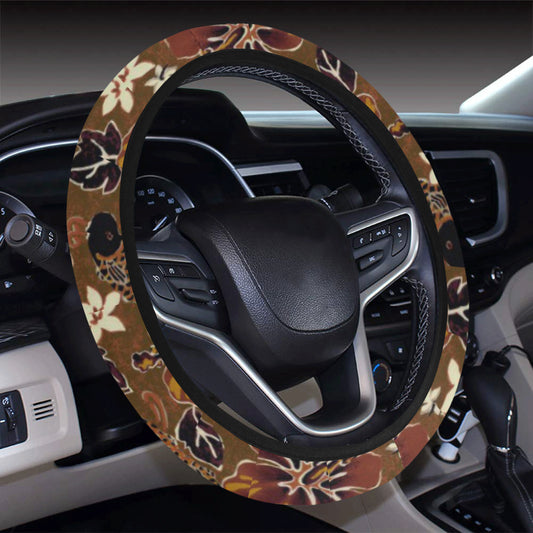Hawaiian Themed Pattern Print Design H01 Steering Wheel Cover with Elastic Edge
