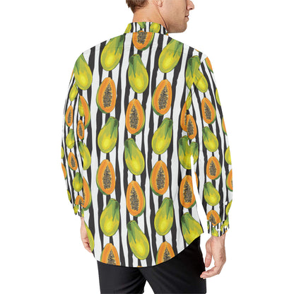 Papaya Pattern Print Design PP01 Men's Long Sleeve Shirt