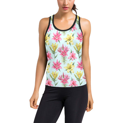 Lily Pattern Print Design LY010 Women's Racerback Tank Top