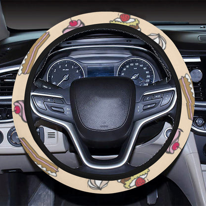 Cake Pattern Print Design 03 Steering Wheel Cover with Elastic Edge