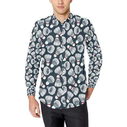 Badminton Ball Pattern Print Design 01 Men's Long Sleeve Shirt