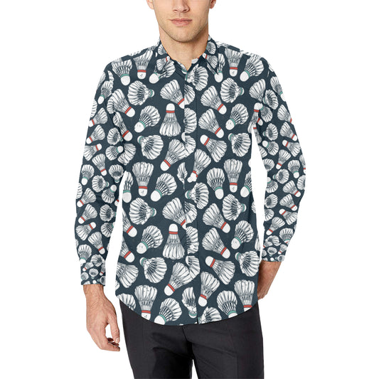 Badminton Ball Pattern Print Design 01 Men's Long Sleeve Shirt