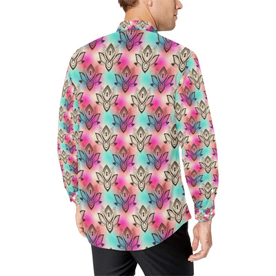 lotus Boho Pattern Print Design LO02 Men's Long Sleeve Shirt