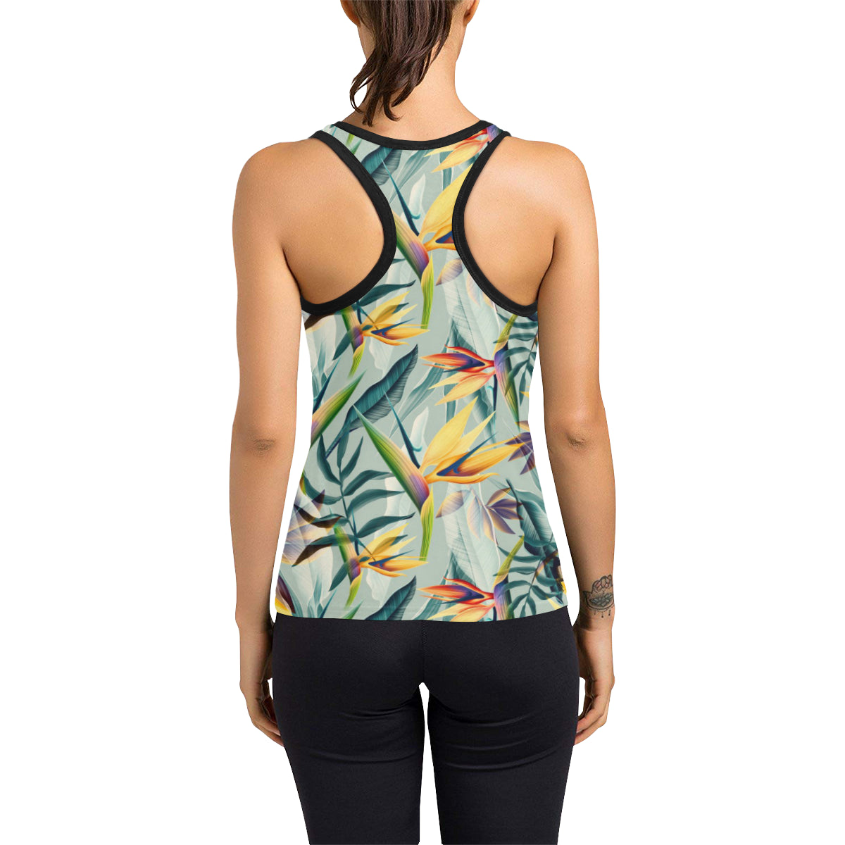 Tropical Flower Pattern Print Design TF022 Women's Racerback Tank Top