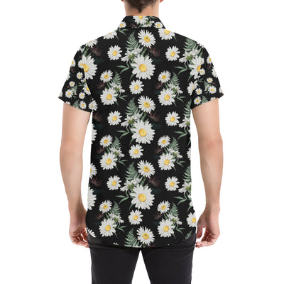 Daisy Pattern Print Design DS07 Men's Short Sleeve Button Up Shirt