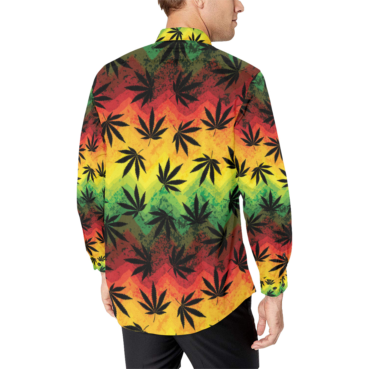 Rasta Pattern Print Design A02 Men's Long Sleeve Shirt